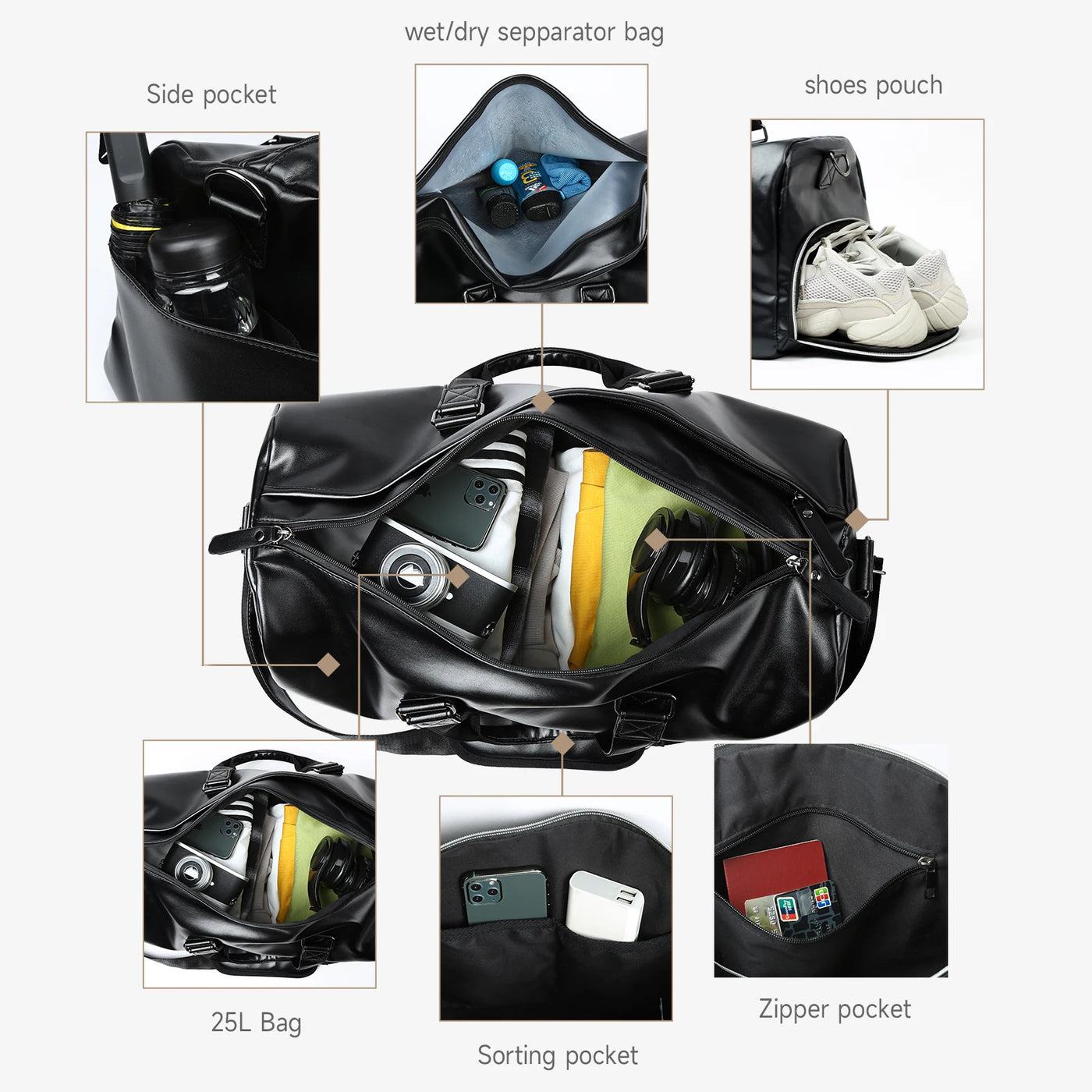 Leather Travel Duffel Bag
