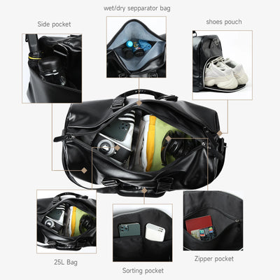 Leather Travel Duffel Bag