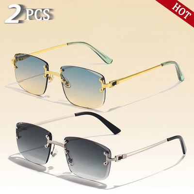 CATERSIDE Retro Rimless Square Sunglasses