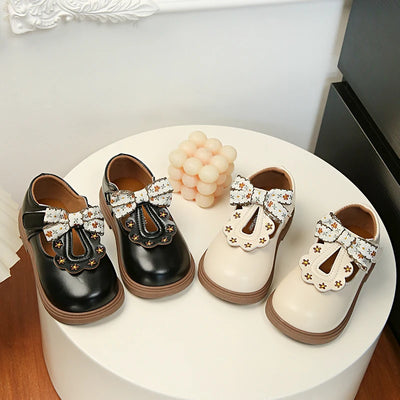 Cute bow Leather Girls Shoes