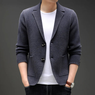 Autum Winter Brand Fashion Knit Blazer Mens Coats Jacket