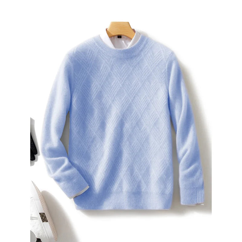 Autumn and winter round neck 100% wool sweater