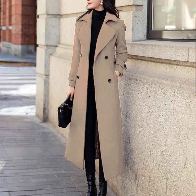Winter Korean Fashion Long Coated Thickened Woolen Winter Coat for Women