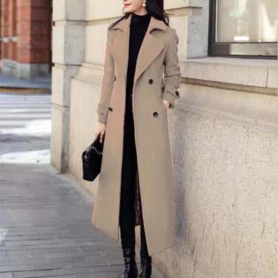 Winter Korean Fashion Long Coated Thickened Woolen Winter Coat for Women