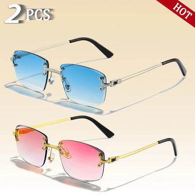 CATERSIDE Retro Rimless Square Sunglasses