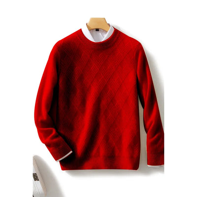 Autumn and winter round neck 100% wool sweater