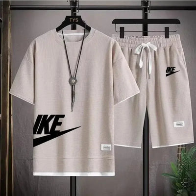 Men's breathable short-sleeved T-shirt + jogging shorts