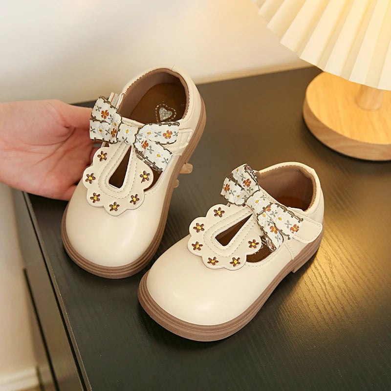Cute bow Leather Girls Shoes