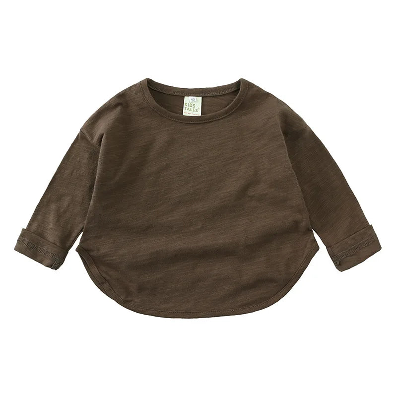 Autumn Boy Girl Baby O-neck Solid Bottoming Shirt