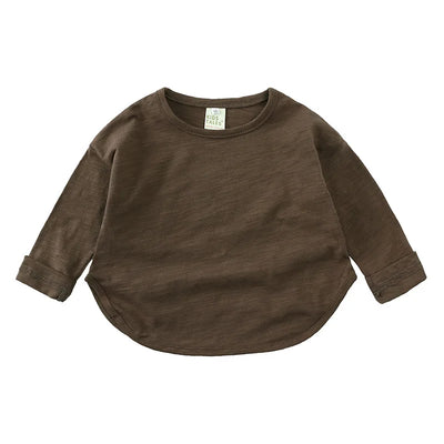 Autumn Boy Girl Baby O-neck Solid Bottoming Shirt