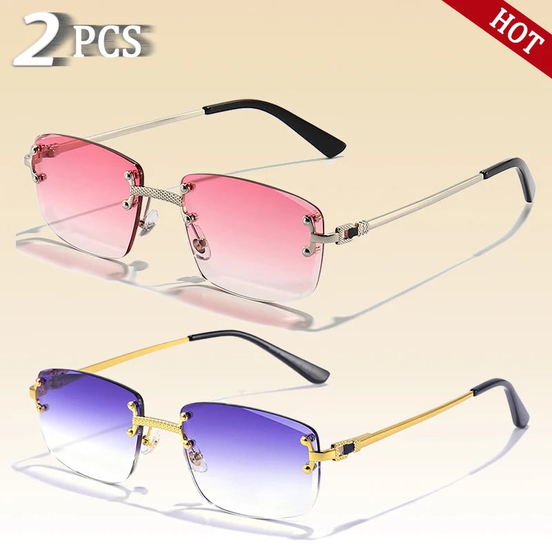 CATERSIDE Retro Rimless Square Sunglasses