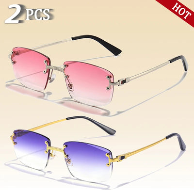 CATERSIDE Retro Rimless Square Sunglasses