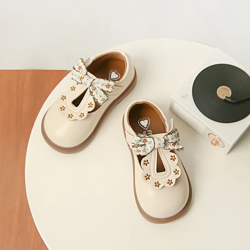 Cute bow Leather Girls Shoes