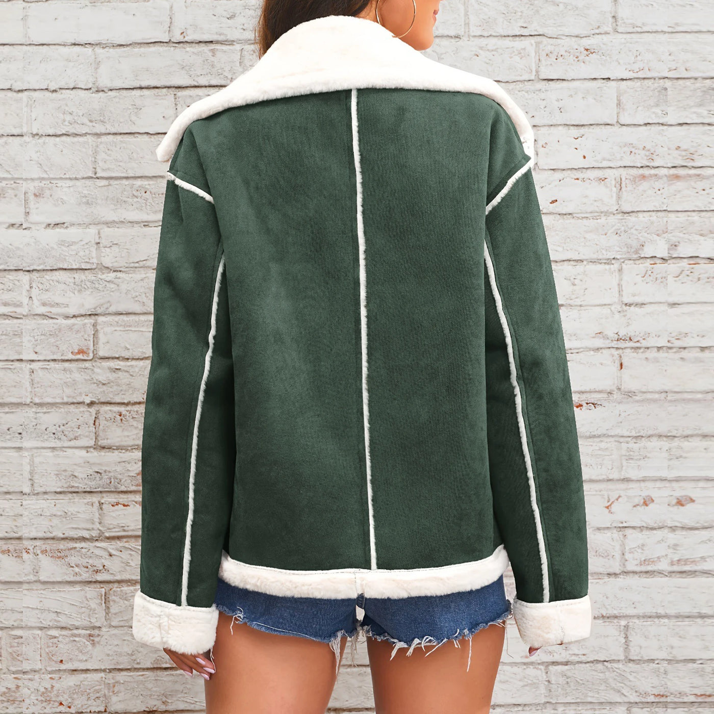 Women's Autumn Winter Fashion Lapel Thin Plush Short Jacket etwear