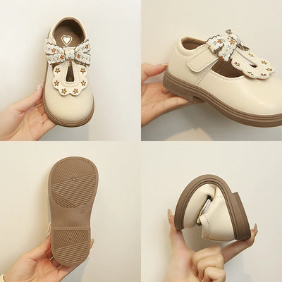 Cute bow Leather Girls Shoes