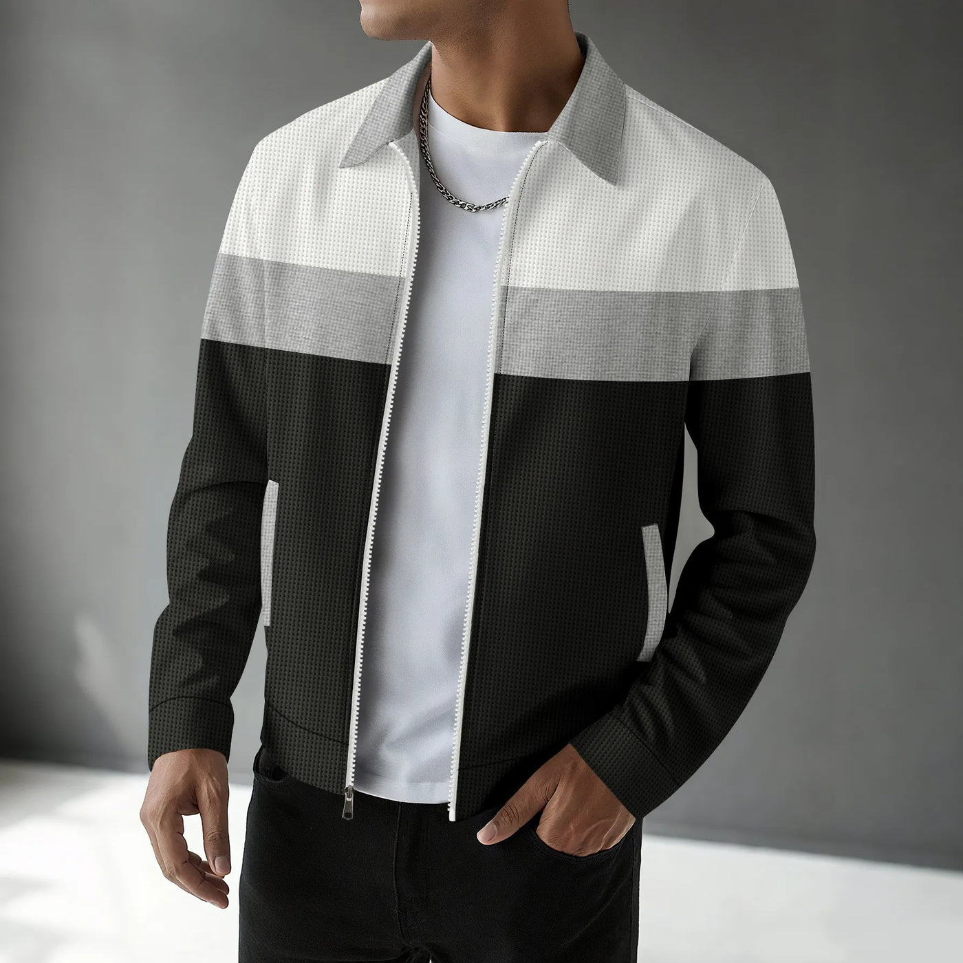 Spring and autumn new trend casual men's jacket with waffle pattern