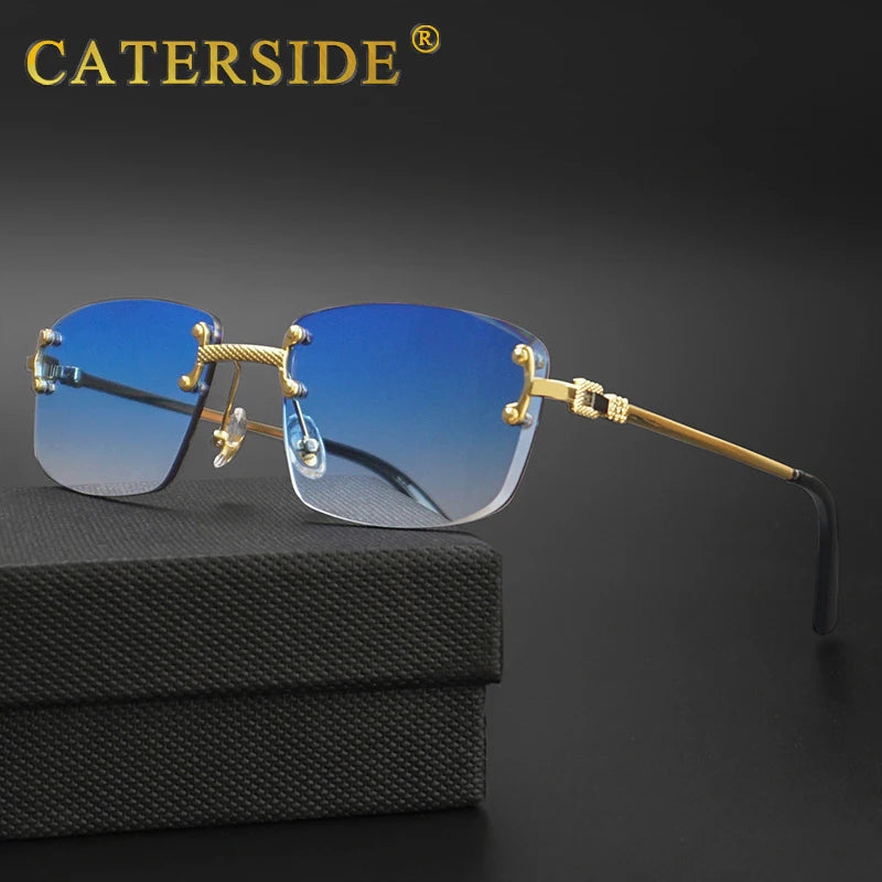 CATERSIDE Retro Rimless Square Sunglasses