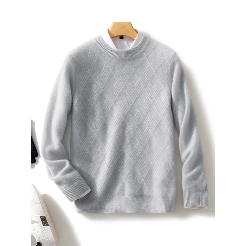 Autumn and winter round neck 100% wool sweater
