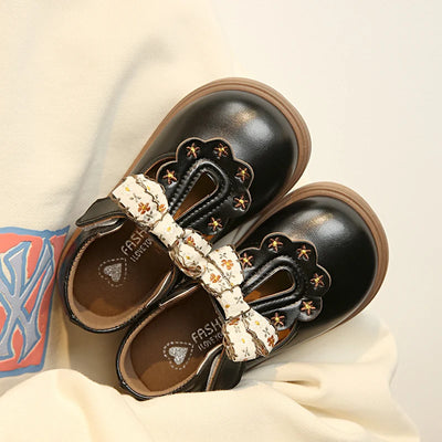 Cute bow Leather Girls Shoes