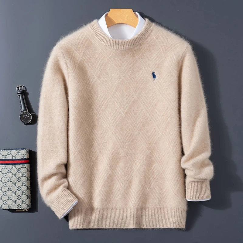 Autumn and winter round neck 100% wool sweater