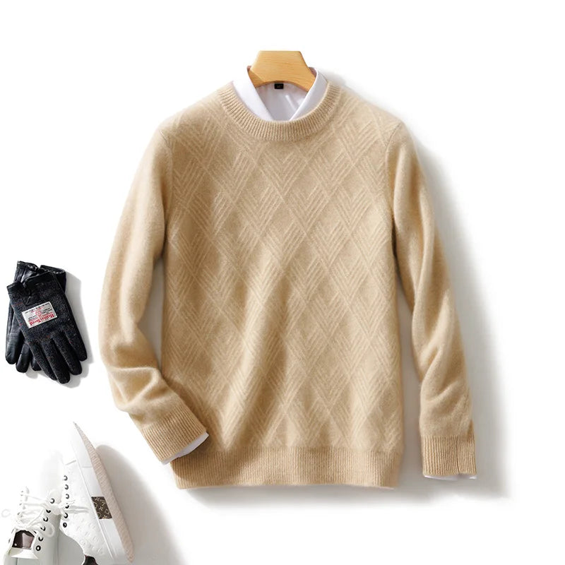 Autumn and winter round neck 100% wool sweater