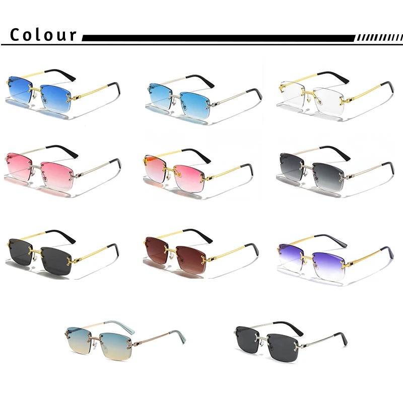 CATERSIDE Retro Rimless Square Sunglasses