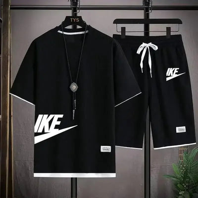 Men's breathable short-sleeved T-shirt + jogging shorts