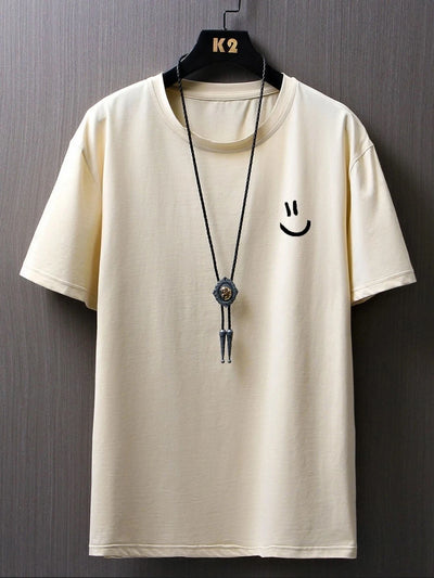Minimalist Smile Face Style Graphic Print T-Shirt
