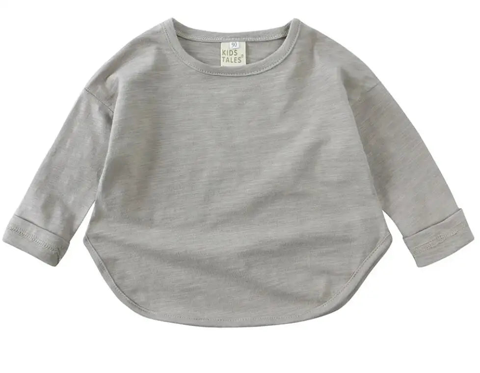 Autumn Boy Girl Baby O-neck Solid Bottoming Shirt