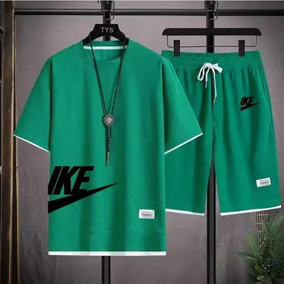 Men's breathable short-sleeved T-shirt + jogging shorts