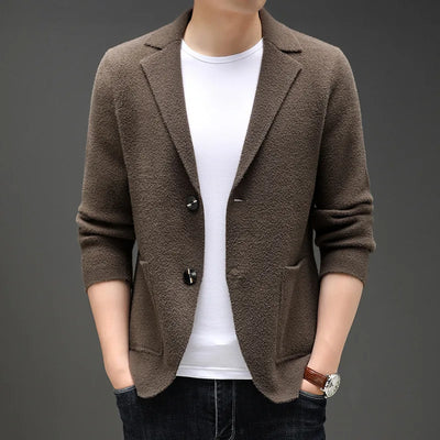 Autum Winter Brand Fashion Knit Blazer Mens Coats Jacket