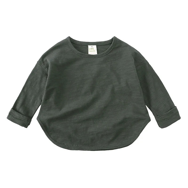 Autumn Boy Girl Baby O-neck Solid Bottoming Shirt