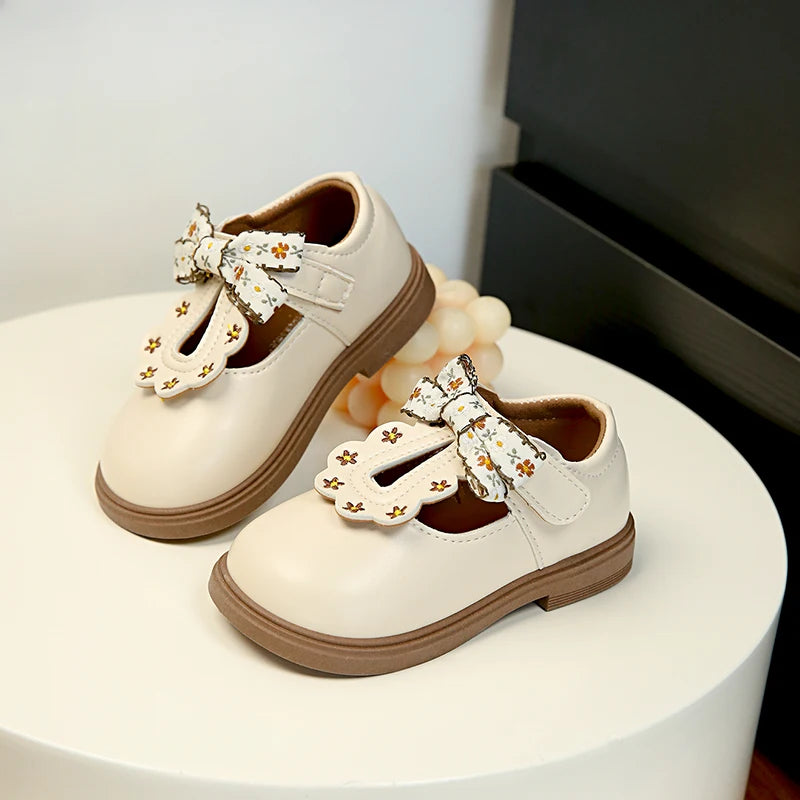 Cute bow Leather Girls Shoes