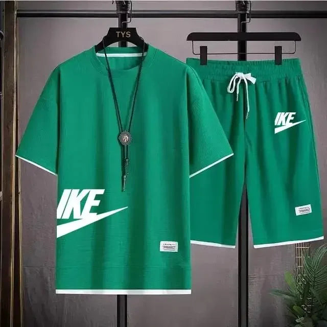 Men's breathable short-sleeved T-shirt + jogging shorts