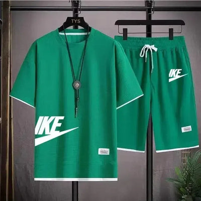 Men's breathable short-sleeved T-shirt + jogging shorts